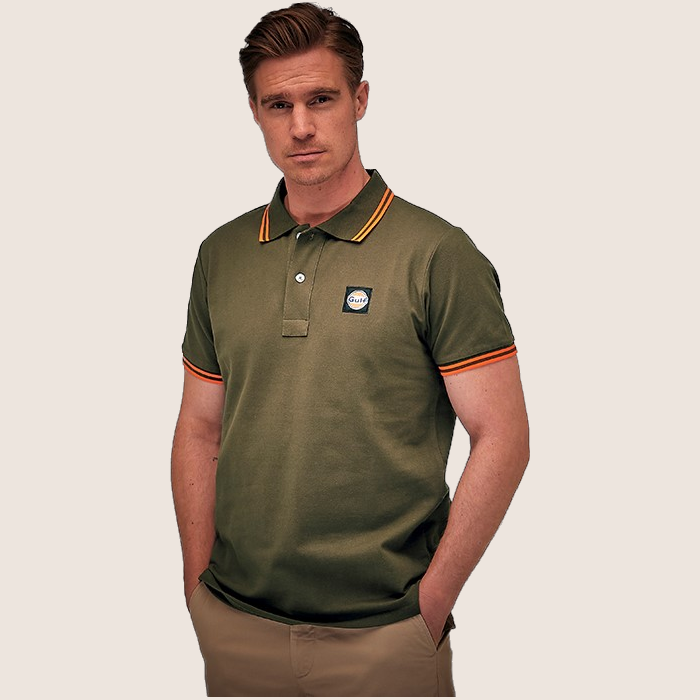 Gulf Polo (Olive) - Gulf Polo in olive color, ideal for both casual and racing looks