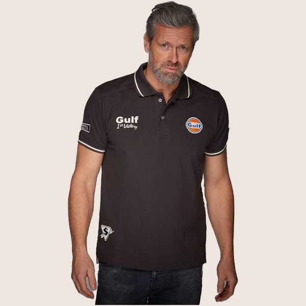 GULF Vintage Polo Anthracite - Gulf vintage polo in anthracite, inspired by classic motorsport history