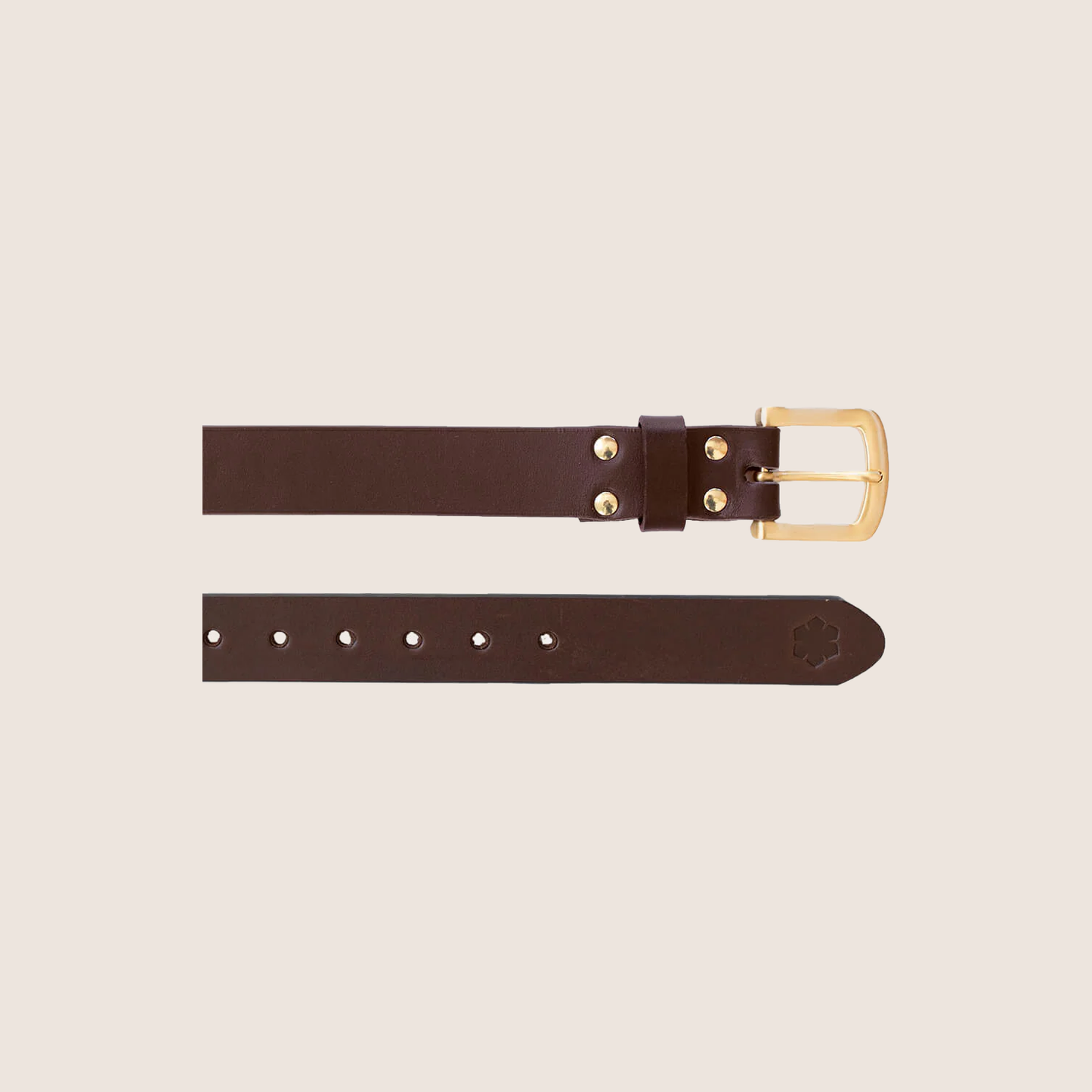 BUCKINGHAM BELT GOLD - Brown / 95 cm - Elegant brown leather belt with gold buckle, ideal for completing a classic look.