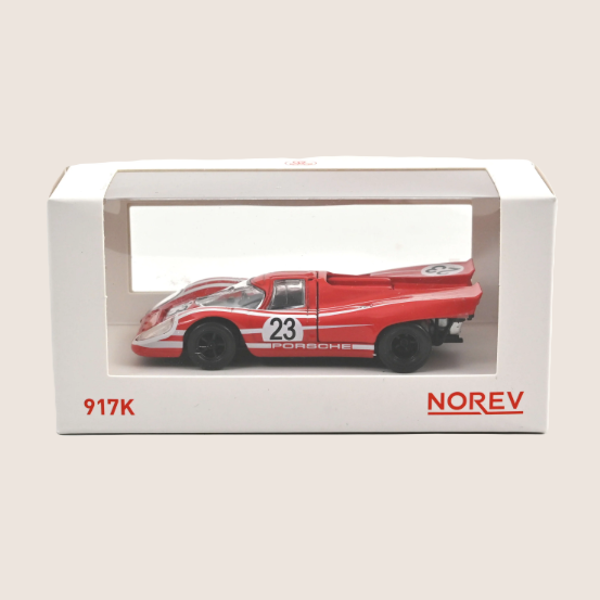 Porsche 917 No. 23 Jet Car 1:43 Norev - Detailed 1:43 scale model car that reproduces the legendary Le Mans winner with authentic design and classic Porsche racing style.