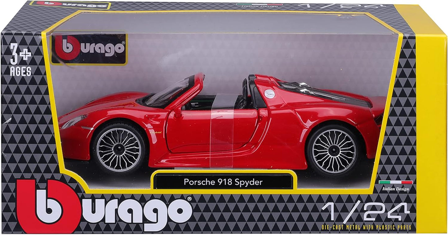 Bburago Porsche 918 Spyder 1:24 car model with detailed design and authentic Porsche style