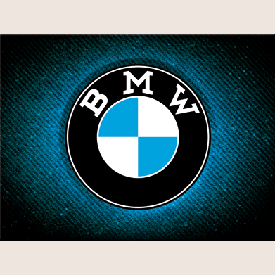 BMW Logo Shine Magnet - Set of multiple retro-inspired BMW logo magnets on a metal background, including vintage-style round and square designs. Ideal for decorating fridge or workshop surfaces for BMW enthusiasts.