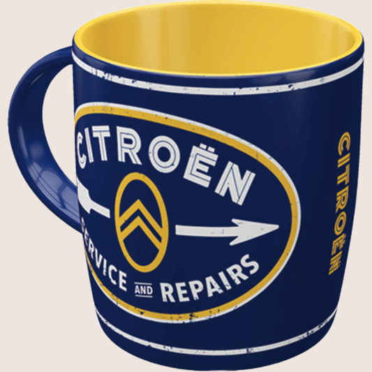 Citroën - Service & Repairs - Vintage Citroën Service & Repairs Mug, perfect for car enthusiasts and collectors.