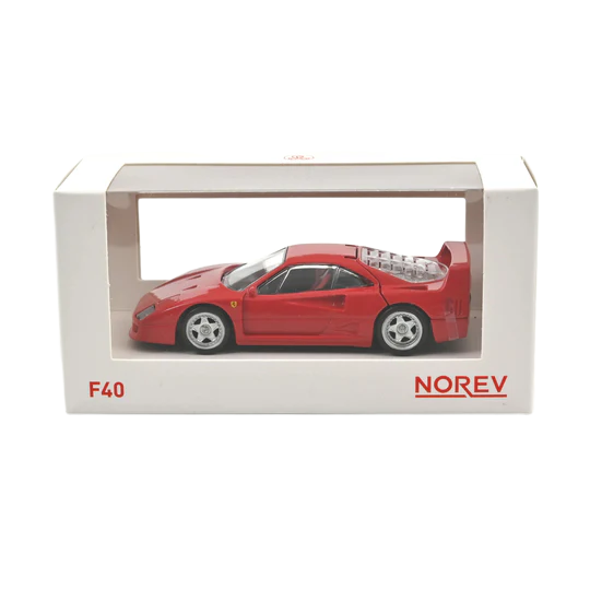 Ferrari F40 Red 1:43 Norev - Classic 1:43 scale model car with red paint, fine details and authentic reproduction of Ferrari's iconic supercar.