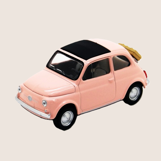 Fiat 500 F Pink 1:43 Norev - Charming 1:43 scale model car with pink paint, classic lines and authentic details from the iconic Fiat 500.