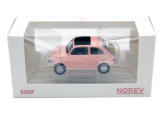 Fiat 500 F Pink 1:43 Norev - Charming 1:43 scale model car with pink paint, classic lines and authentic details from the iconic Fiat 500.