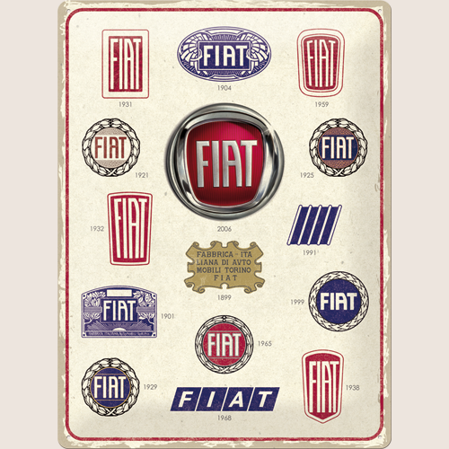 Fiat Logo Evo, 30x40cm Sign - Large Fiat logo metal sign, perfect for the car collector.