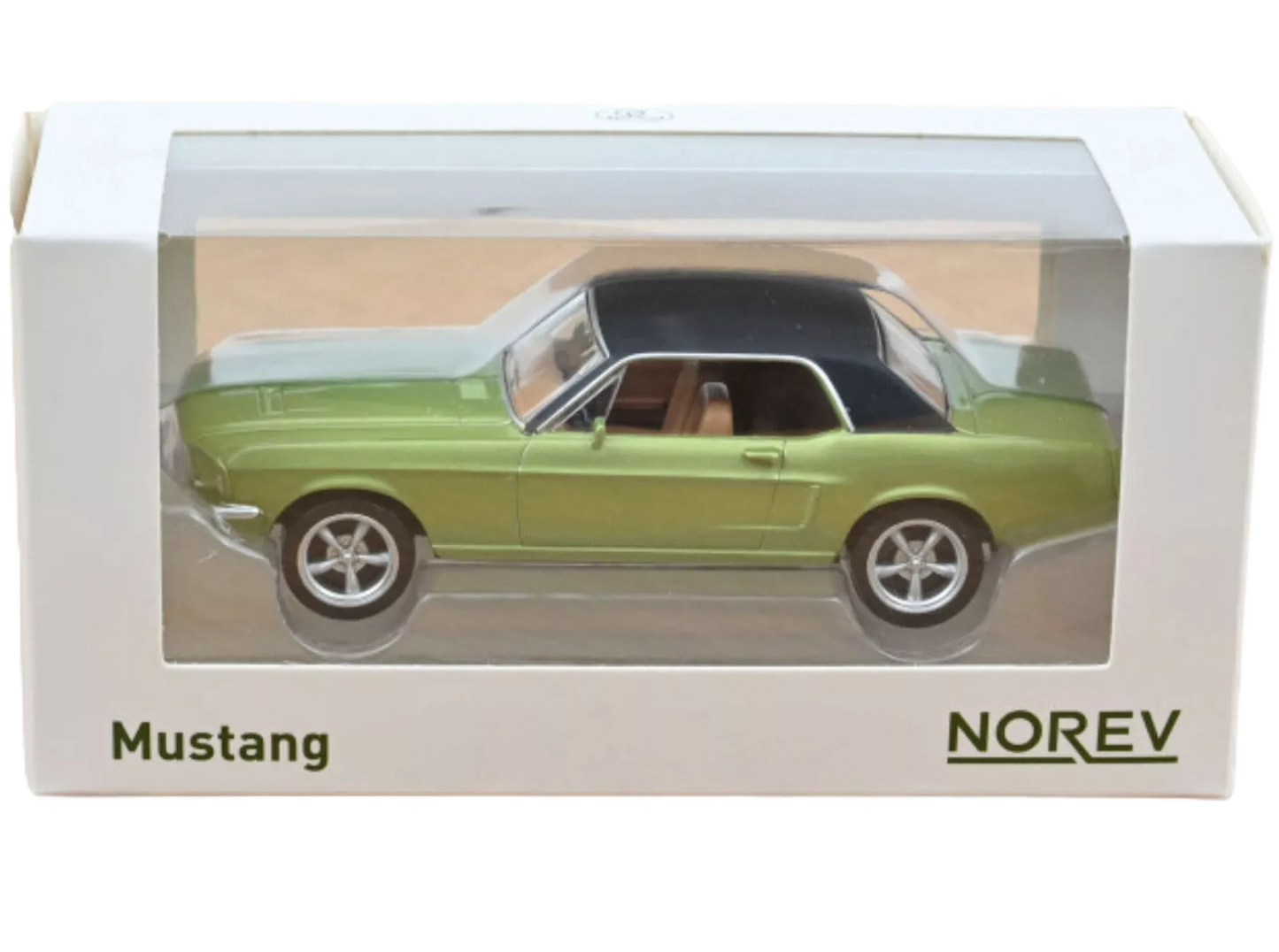 Ford Mustang Light Green 1:43 Norev - Detailed 1:43 scale model car with authentic light green paint and classic Mustang design, ideal for collectors.