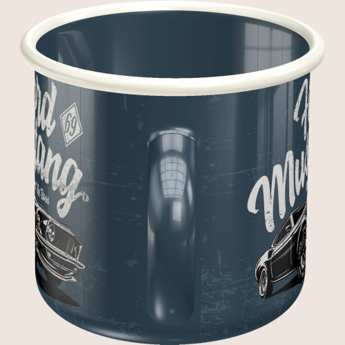 Ford Mustang - Enamel Mug - Enamel mug with Ford Mustang logo, a must-have for car fans.