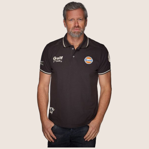 GULF Vintage Polo Anthracite - Gulf vintage polo in anthracite, inspired by classic motorsport history