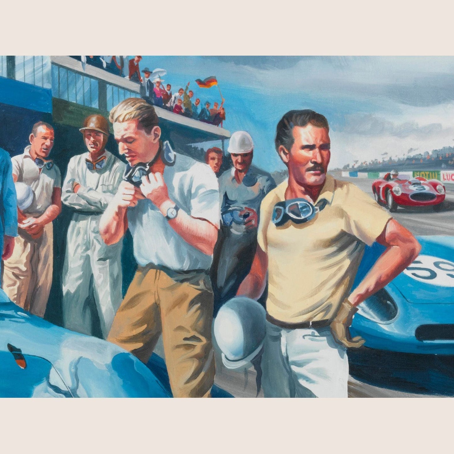 La Belle equipe - 70x50 - Art print of "La Belle Equipe", a tribute to racing culture and motorsport heroes.