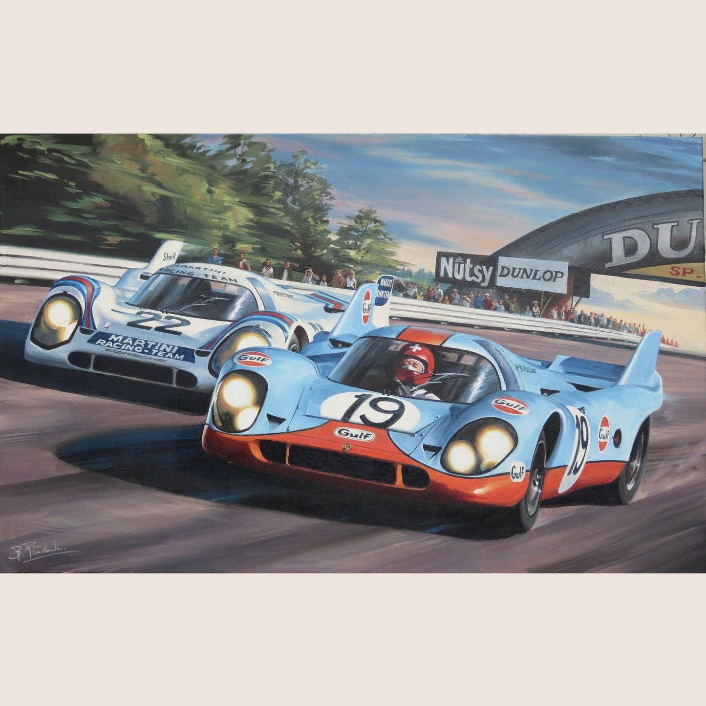Porsche 917, Le Mans 1971 - 70x50 - Art print of the Porsche 917 at Le Mans 1971, capturing a legendary moment in motorsport.