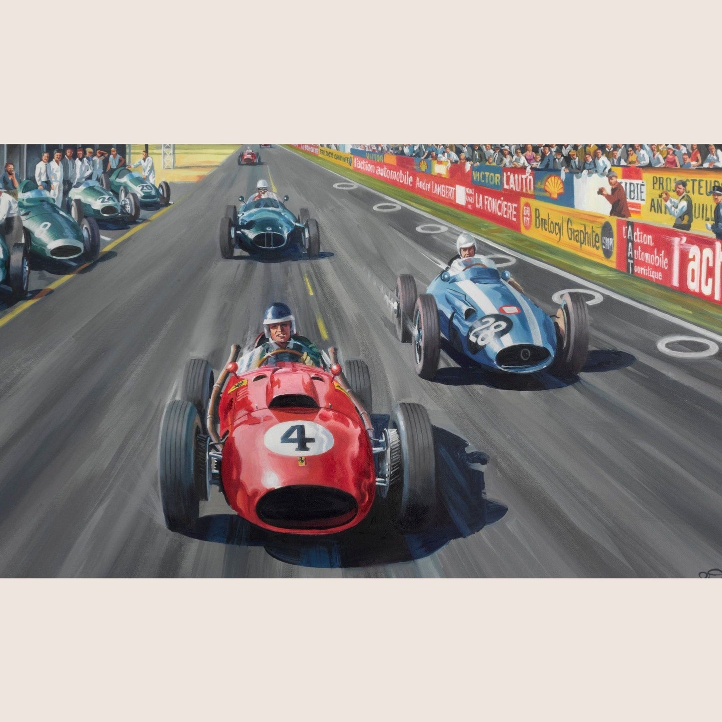 Grand Prix de Reims 1958 - 100x60 - Classic print of the Grand Prix de Reims 1958, ideal for racing fans and collectors.