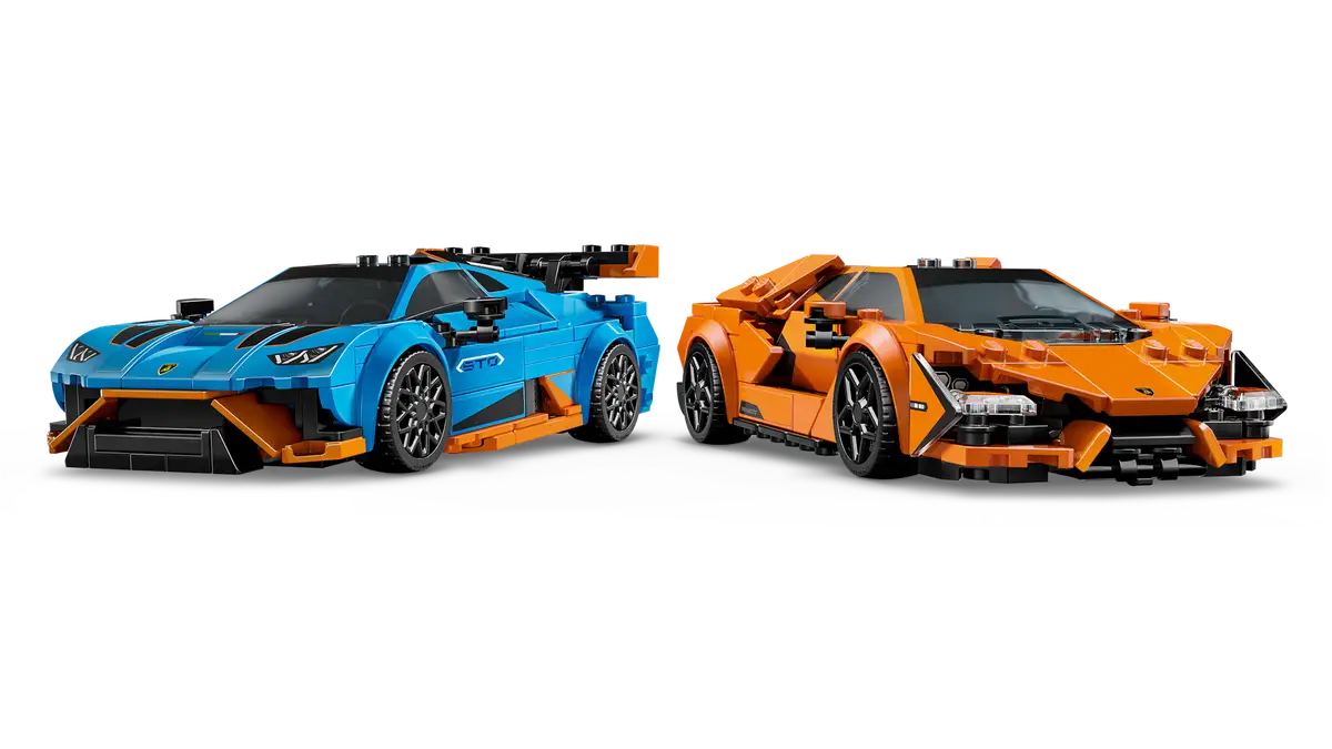 LEGO Lamborghini Revuelto & Huracán STO 77238 with detailed supercar design and authentic Lamborghini style