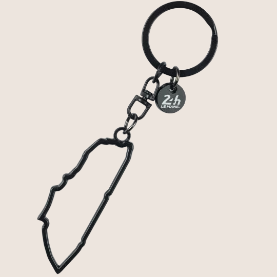Circuit Keyring - 24H Le Mans: Elegant metal keyring with pendant depicting the iconic Le Mans 24-hour race track. Crafted in shiny nickel and matte silver finish, ideal for motorsport enthusiasts and collectors.