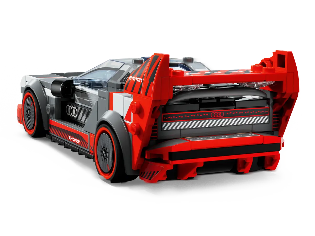 LEGO Speed Champions Audi S1 e-tron quattro Race Car 76921 - Detailed 1:~~ scale model of the Audi S1 e-tron quattro as a Speed Champions set. Includes large rear wing, diffuser, air intake, removable roof and minifigure with helmet. Designed for assembly and play area for children and adults
