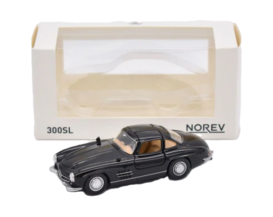 Mercedes 300 SL Black 1:43 Norev - Elegant 1:43 scale model car, finished in black with authentic details that pay homage to the legendary Mercedes 300 SL.