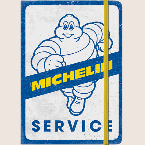 Michelin Service Notebook from Nostalgic Art - retro-inspired notebook with iconic Michelin design on the front, ideal for car enthusiasts. Perfect for notes, sketches or as a gift idea.