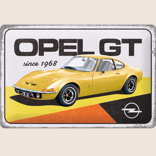 Nostalgic-Art Opel GT Sign - Vintage metal plate with a motif of the classic Opel GT. Perfect for the garage, workshop or collection of the car enthusiast.