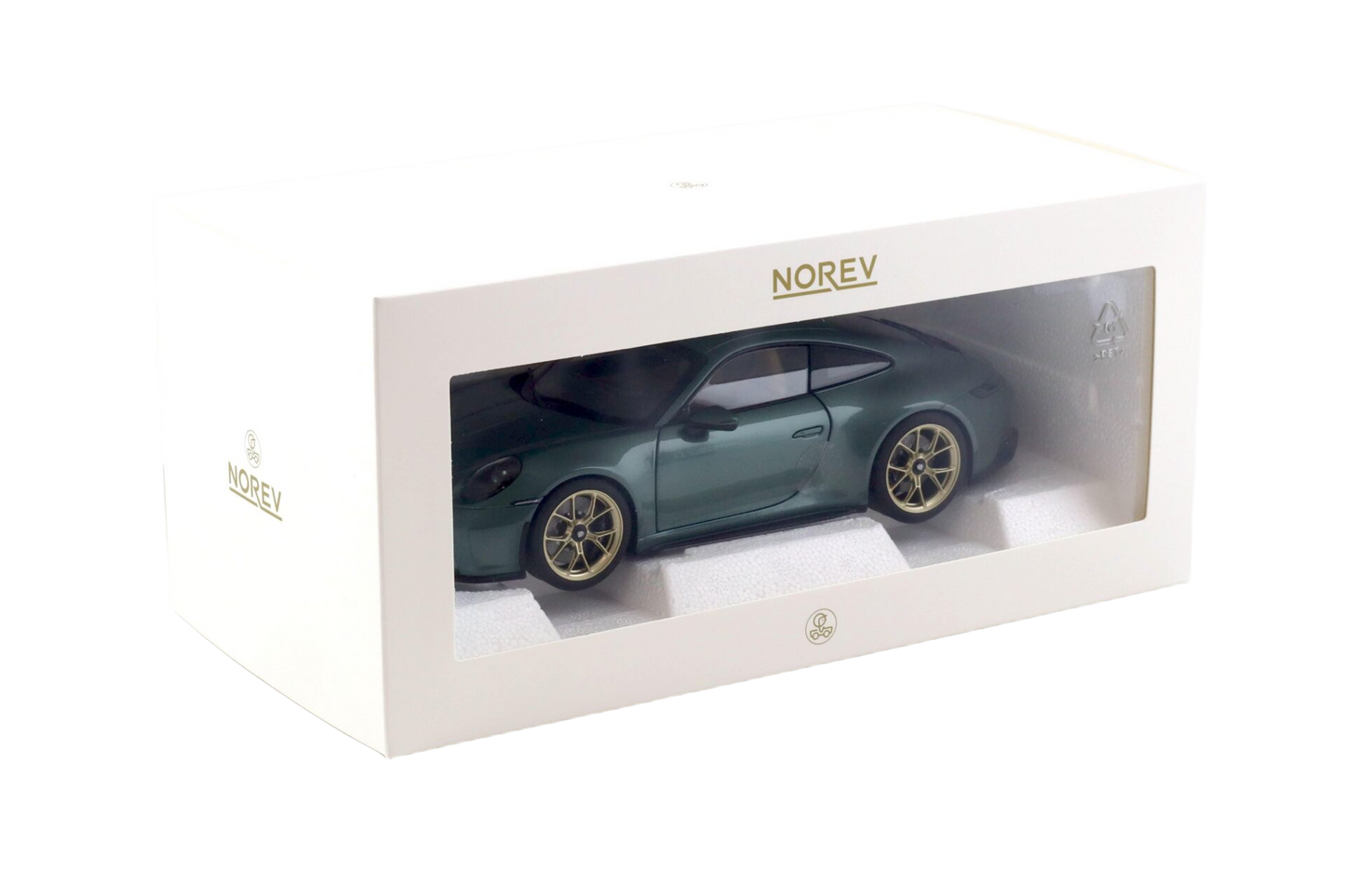 Porsche 911 GT3 Touring 2021 1:18 scale model in Malachite Green from Norev with detailed bodywork and realistic interior