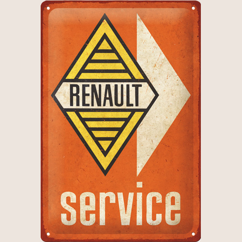 Renault Service tin sign 20x30 cm with classic design and iconic logo
