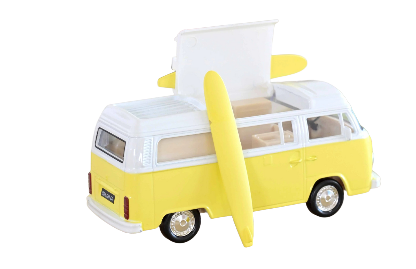 Volkswagen T2 Camper Yellow 1:43 - Detailed model of the classic VW T2 camper in yellow, 1:43 scale from Norev. A nostalgic tribute to the iconic camper van of the 70s, ideal for collectors.