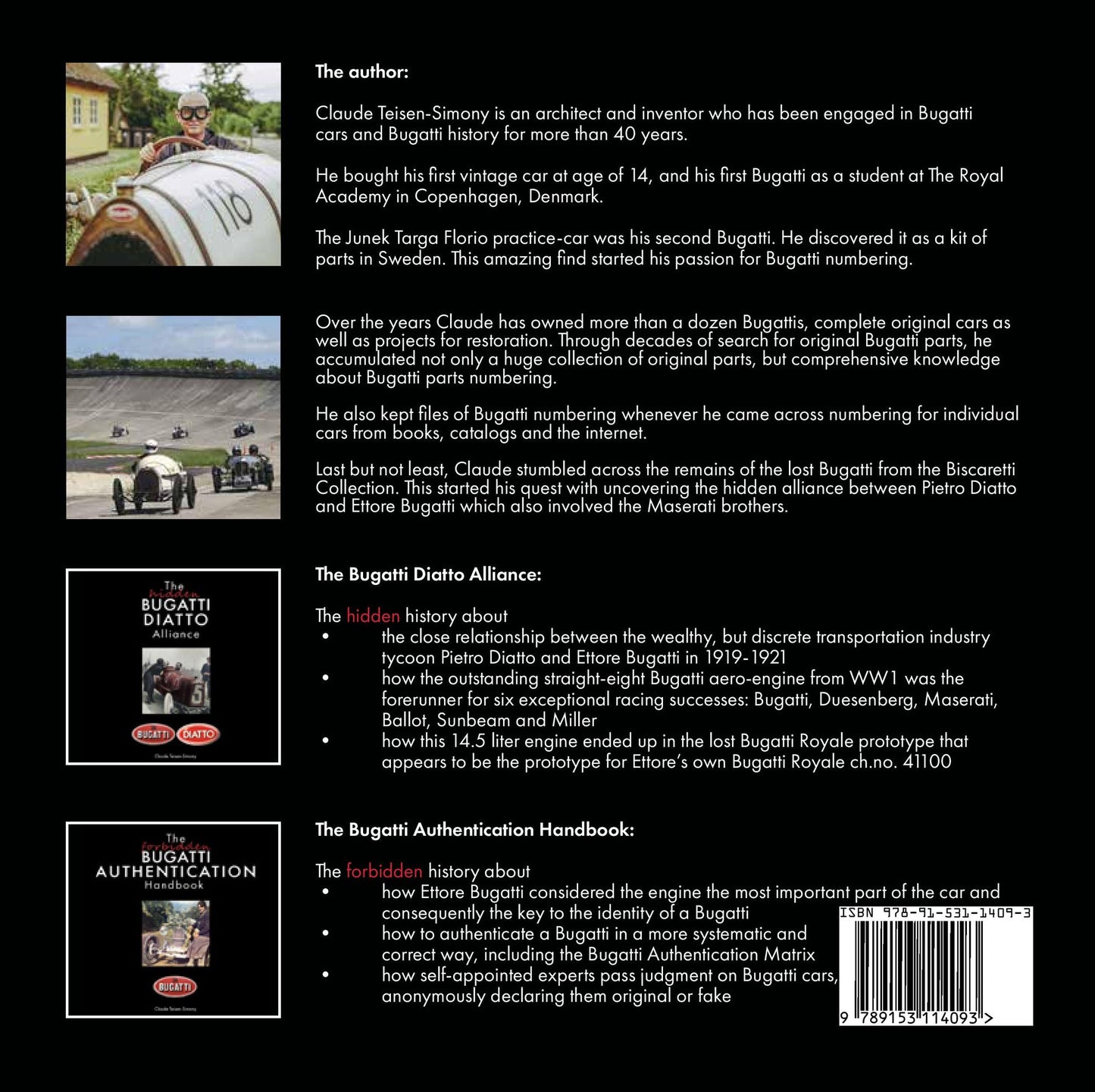 The Forbidden Bugatti: Authentication Handbook by Claude Teisen-Simony - guide to authenticating classic Bugatti cars with rare illustrations