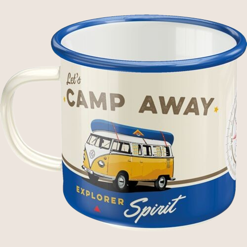 Volkswagen Let's Camp Away tin - Retro Volkswagen camping themed storage tin, perfect for VW lovers.