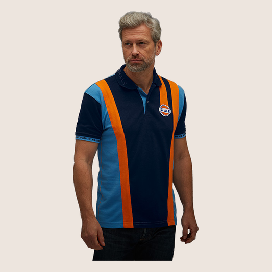 Gulf Racing Team Polo (Navy) - Gulf Racing Team polo in navy blue, for the true motorsport fan.
