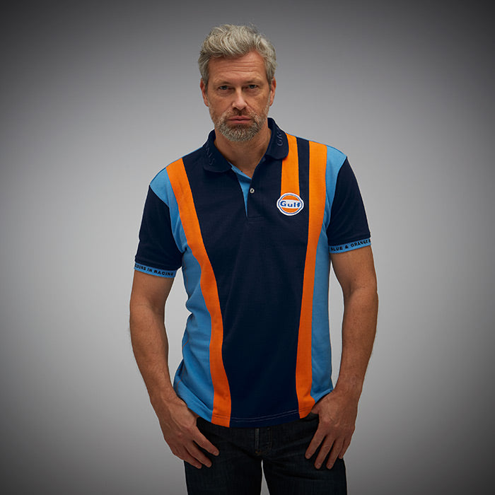 Gulf Racing Team Polo (Navy) - Gulf Racing Team polo in navy blue, for the true motorsport fan.