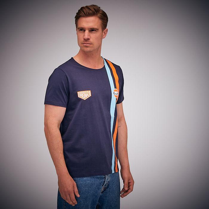 Gulf Stripe T-Shirt (Navy) - Gulf Stripe t-shirt in navy blue, sporty and classic design.