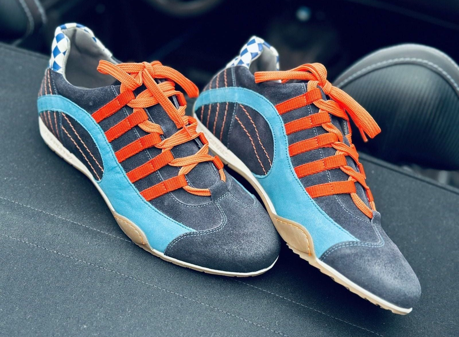 GPO Racing Sneaker Blue-Suede Mixed - GPO Racing sneakers in blue suede combine style and comfort for car fans.