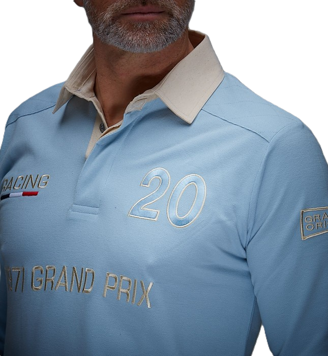 1971 Polo Long Sleeve Light Blue from GPO Originals with classic motorsport-inspired design