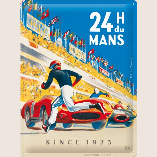 Nostalgic-Art 24 Heures du Mans Sign - Retro metal sign with a classic design that pays tribute to the iconic 24 Hours of Le Mans race. Ideal for car enthusiasts and collectors.
