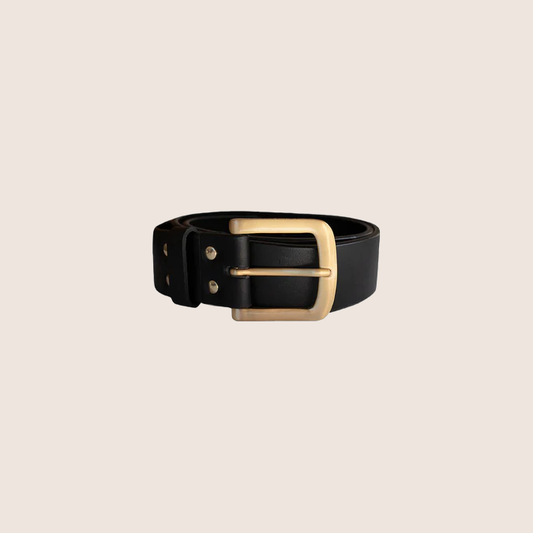 BUCKINGHAM GRAND BELT GOLD - Black - Elegant Buckingham Grand leather belt in black with gold details.