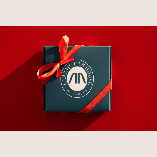 Elegant gift box from Classic Car House - contents are always the perfect gift for car enthusiasts.