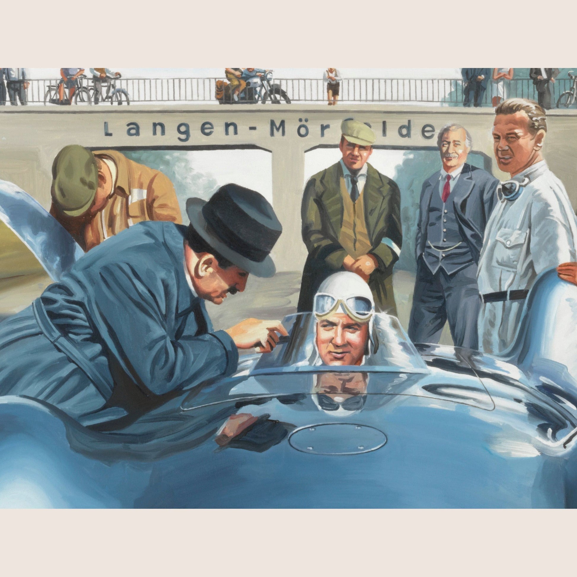 Rocket Man - Postcard with a dynamic racing motif inspired by the Rocket Man theme.
