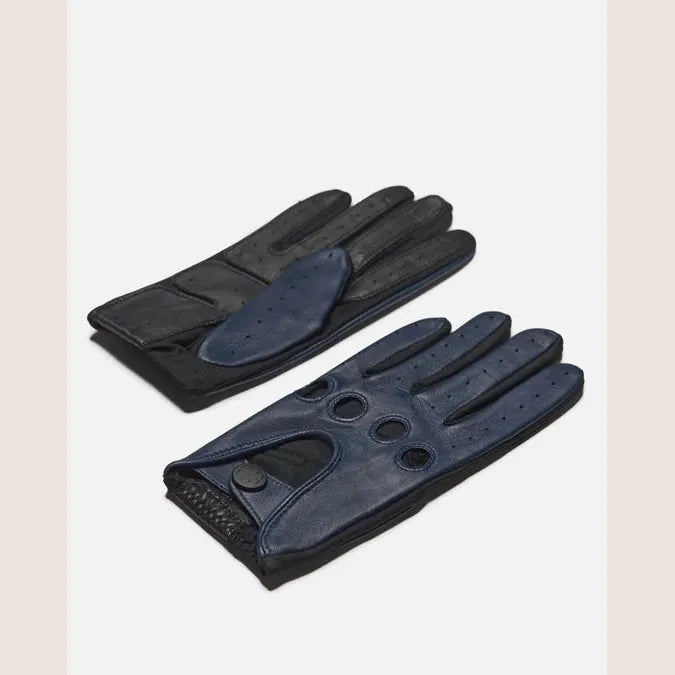 Frederik, Deep Blue / One-Size - Sophisticated deep blue leather driving gloves, ideal for style-conscious drivers.