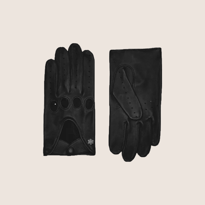 FREDERIK - Black - Exclusive black driving gloves in soft leather, designed for comfort and optimal grip.