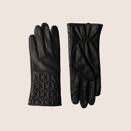 isabella quilted Black - Black quilted driving gloves for women, exclusive design with high comfort.