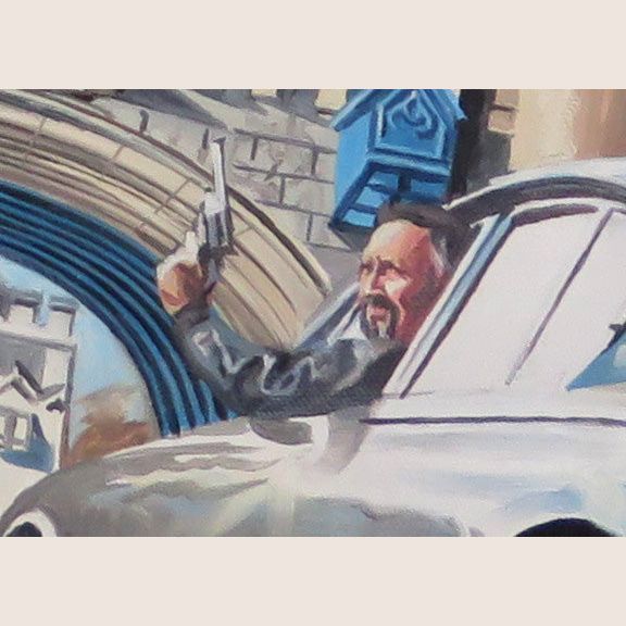 Tower Bridge Chase - 60x50 - Exciting art print of Tower Bridge chase, a perfect motif for car action fans.