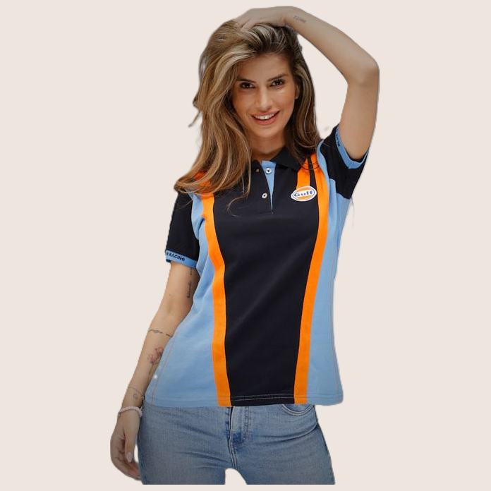 Lady Gulf Racing Team Polo Navy Blue - Gulf Racing Team polo for women in navy blue, classic and stylish.