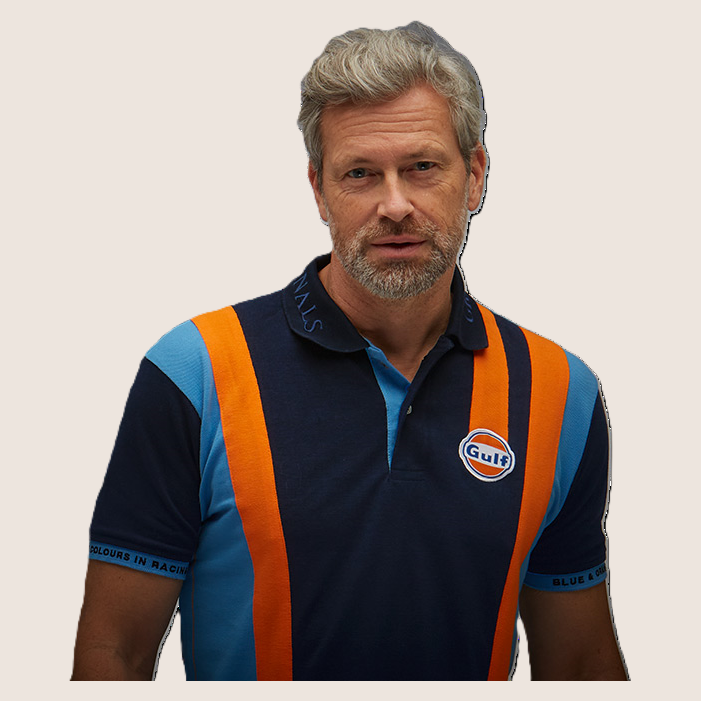 Gulf Racing Team Polo (Navy) - Gulf Racing Team polo in navy blue, for the true motorsport fan.