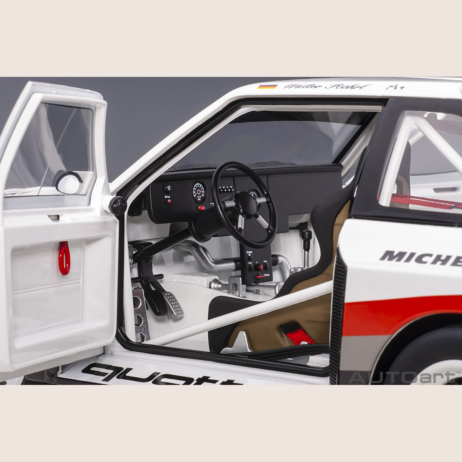 Audi Sport Quattro - Miniature model of the Audi Sport Quattro, a legendary rally car with a powerful engine.