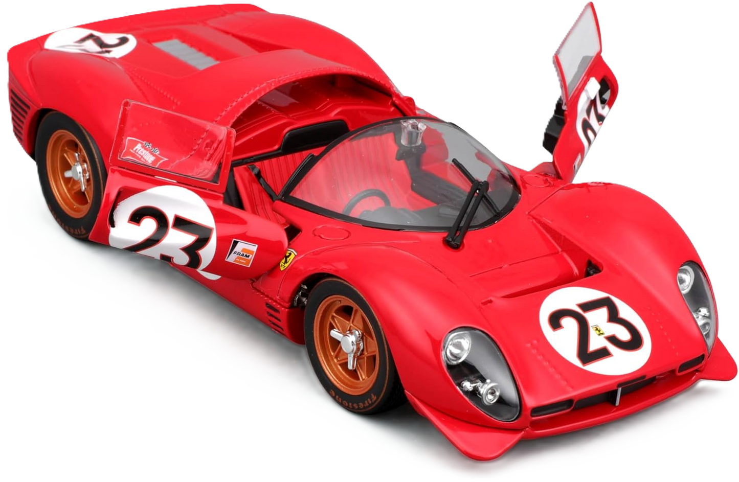 Bburago Ferrari 330 P4 1:24 car model in red with detailed design and authentic Ferrari style