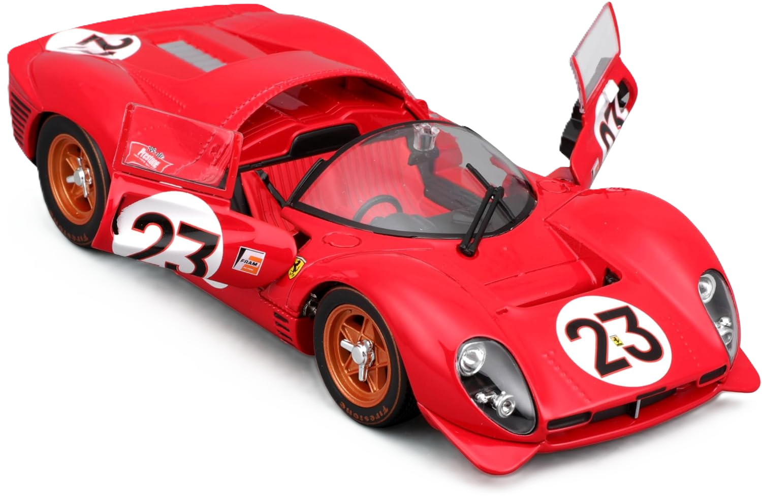Bburago Ferrari 330 P4 1:24 car model in red with detailed design and authentic Ferrari style