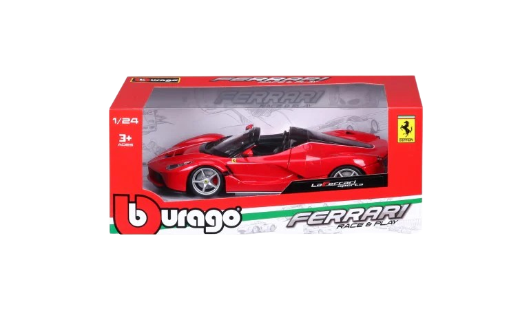 Bburago Ferrari LaFerrari Aperta 1:24 car model in red with detailed design and authentic Ferrari style