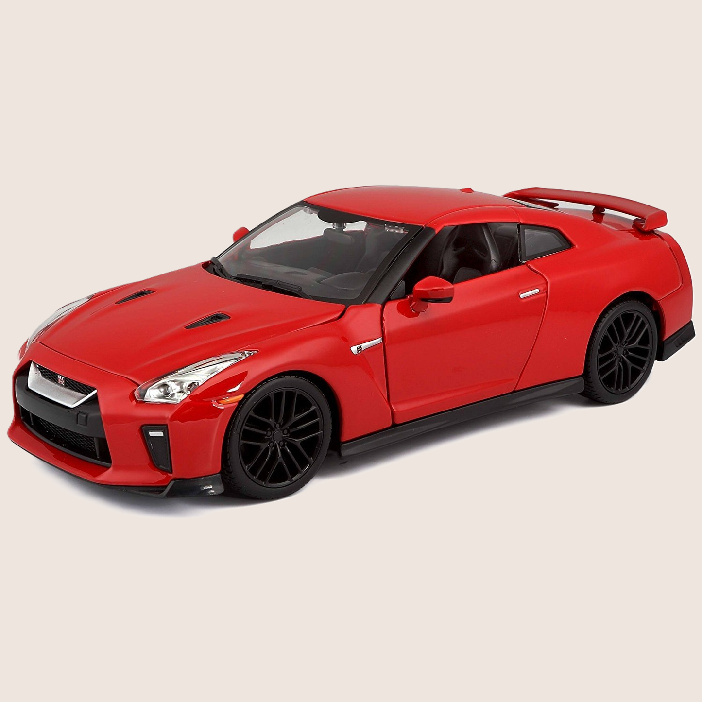 Bburago Nissan GT-R 2017 1:24 scale car model in red with authentic design and detailed bodywork