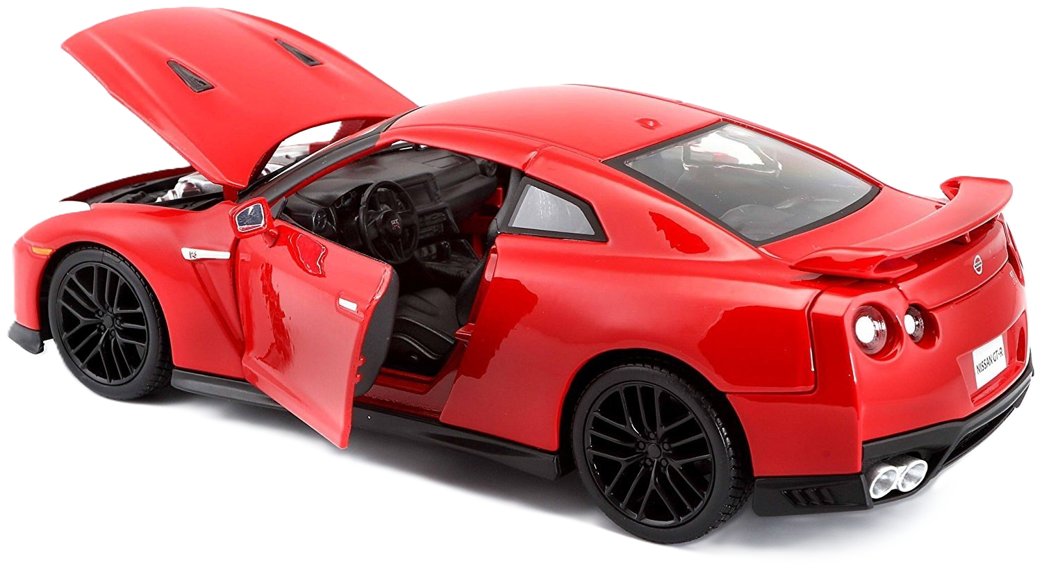 Bburago Nissan GT-R 2017 1:24 scale car model in red with authentic design and detailed bodywork