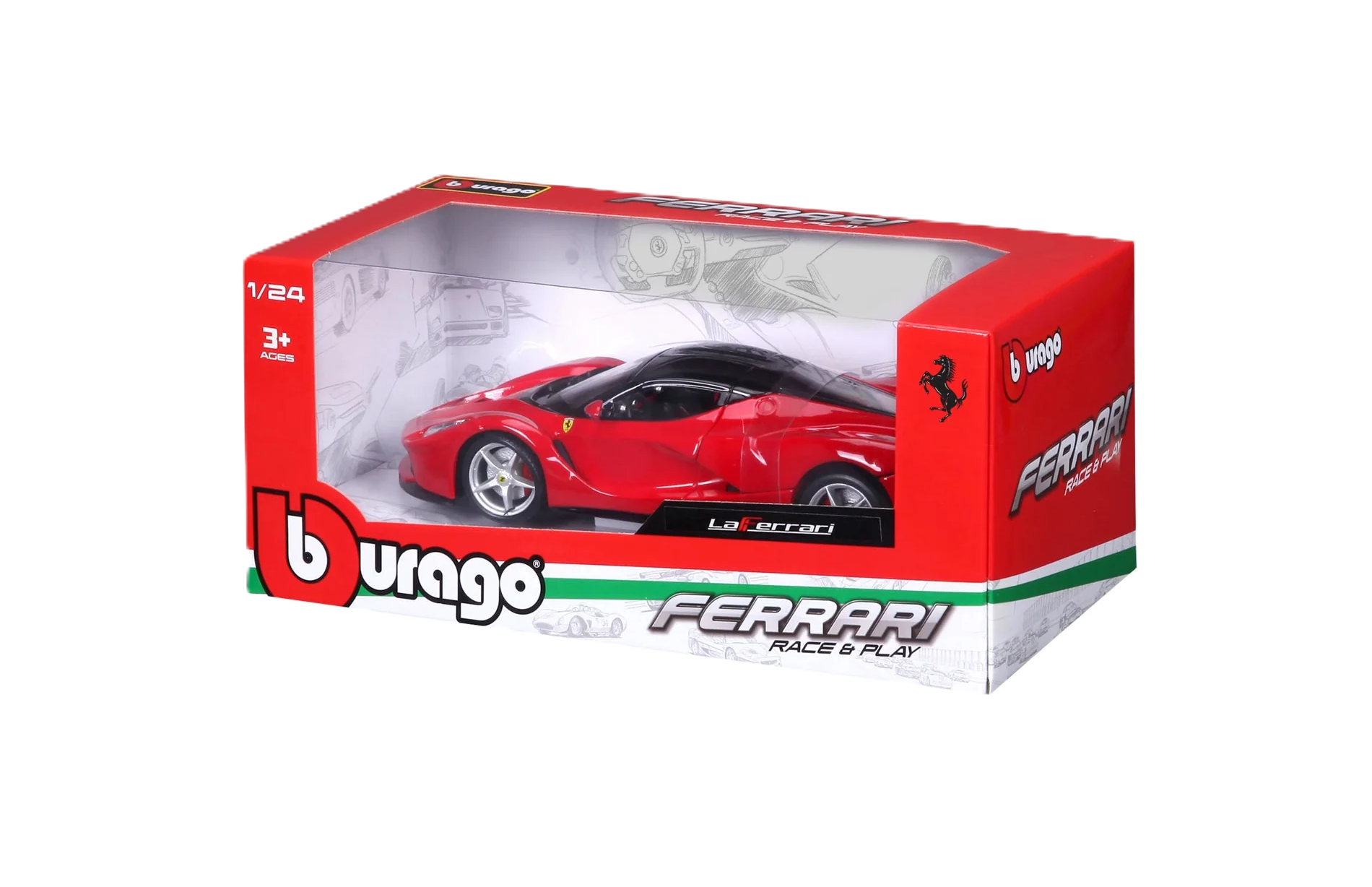 Bburago Ferrari LaFerrari 1:18 car model in red with detailed design and authentic Ferrari style